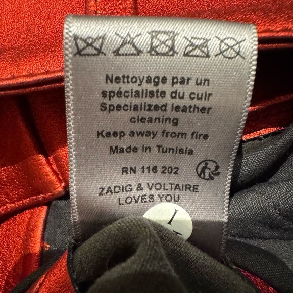 NWT Zadig & Voltaire RED Phlame Metallic Lamb Leather Pants *Rare! - Picture 14 of 15